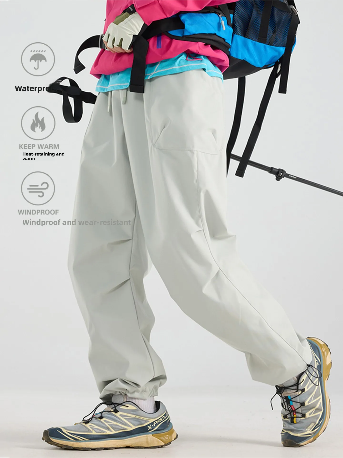 Three-in-One Soft  Workwear Trousers Outdoor Windproof Water-resistant Hiking Mountain Climbing Pants for Men And Women ...