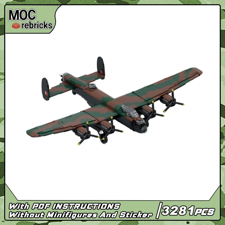

Military Series MOC Lancaster Bomber Building Block WW2 Strategic Fighter Technology Bricks Assembly Model Puzzle Boy's Toys
