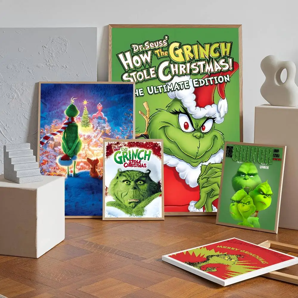 1pc anime o g-grinch cartaz auto-adesivo arte adesivo de papel à prova dwaterproof água café casa bar decoração da parede do quarto
