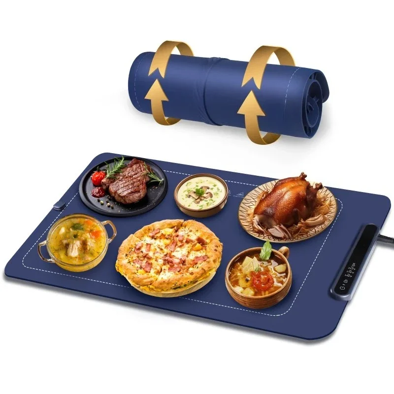

Household silicone electric heating tray foldable table mat with temperature control for food heating and heating plates