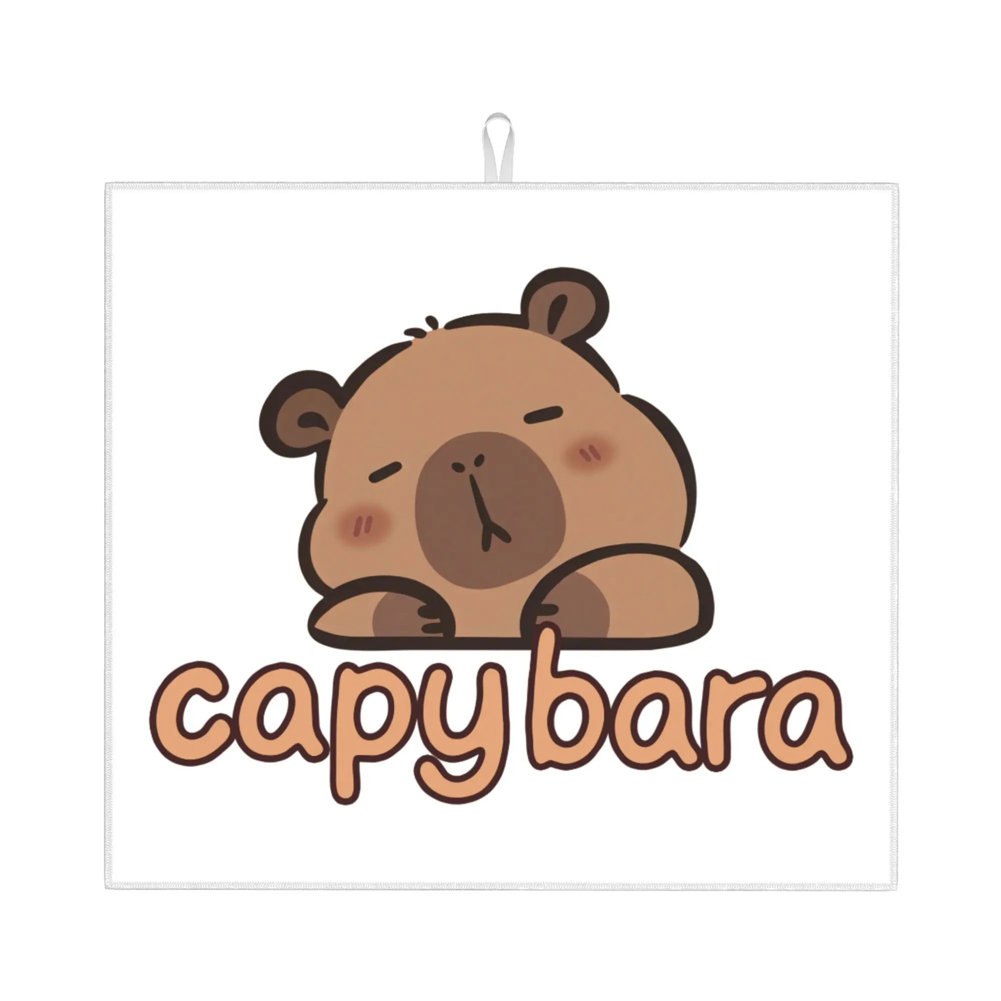 Cartoon Animal Pets Capybara Non Slip Kitchen Counter Protector Mat Barware Tableware Reusable  Bathroom Drying Mat For Kitchen