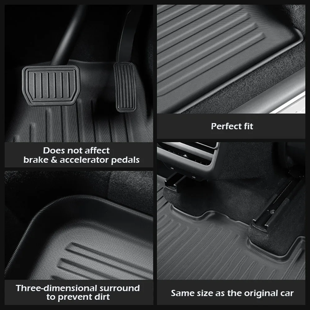 Floor Mats & Cargo Liners For New Tesla Model Y 2025 2026 5-Seat All Weather TPE Floor Cargo Trunk Mats Seatback Protection