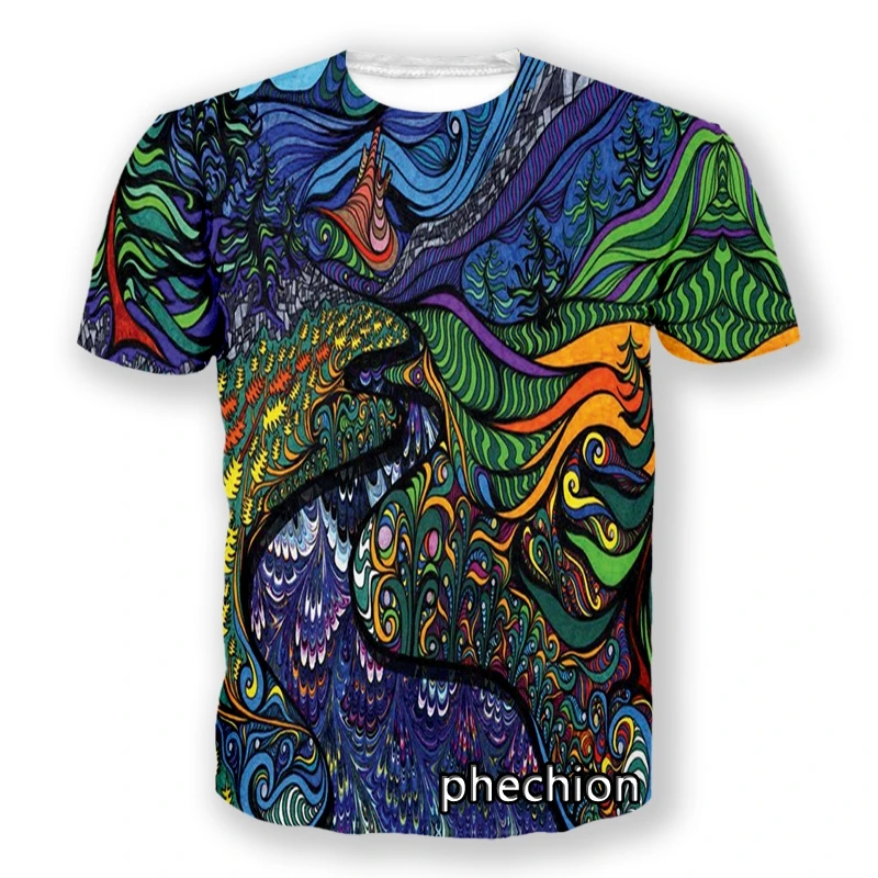 phechion New Fashion Men/Women Psychedelic Artwork 3D Print Short Sleeve T-Shirt Casual Hip Hop Summer T Shirt Tops S35