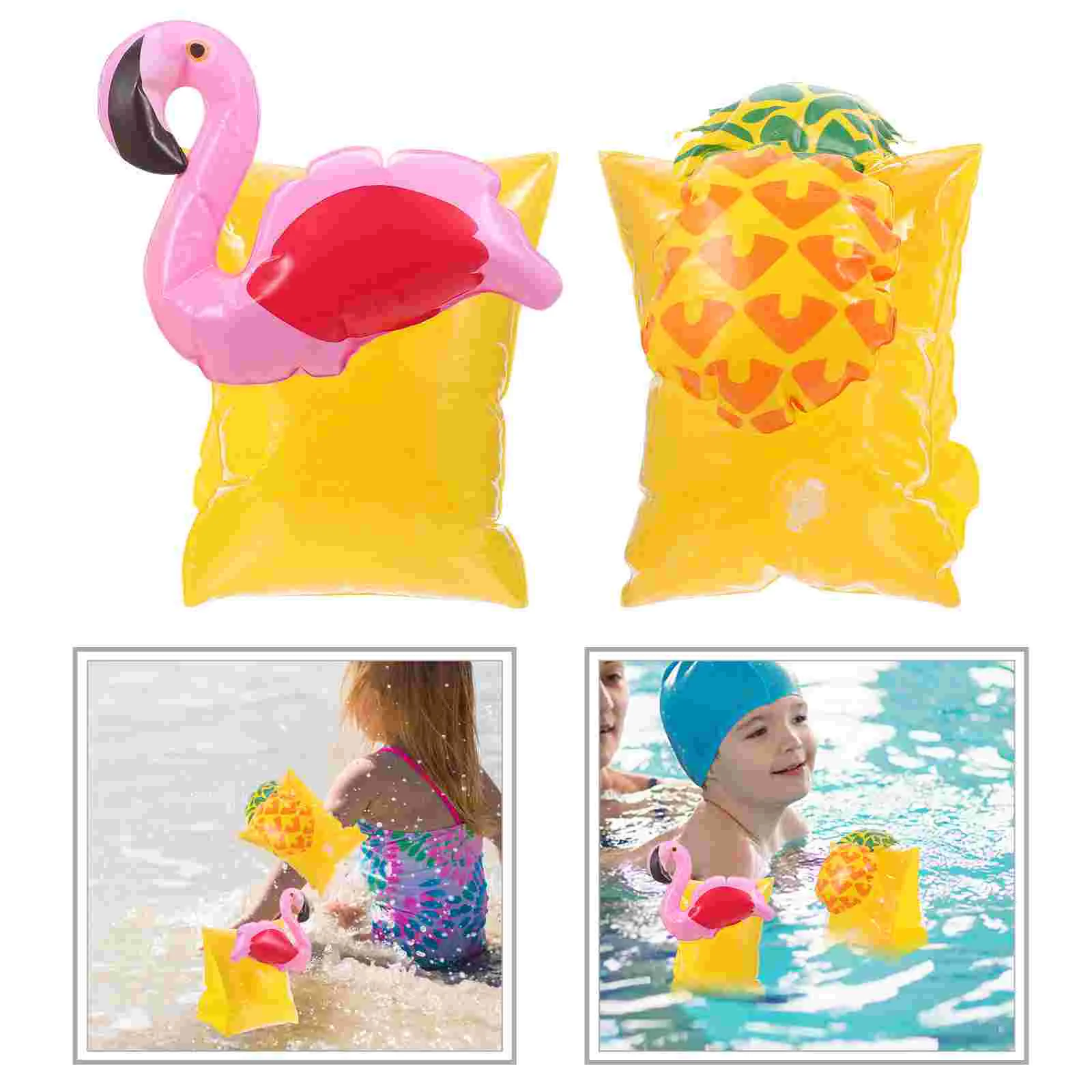 

2 Pairs Swimming Arm Circle Bands Water Wings Safety Sleeves Inflatable Pool Toys Kids Floaties Pvc for