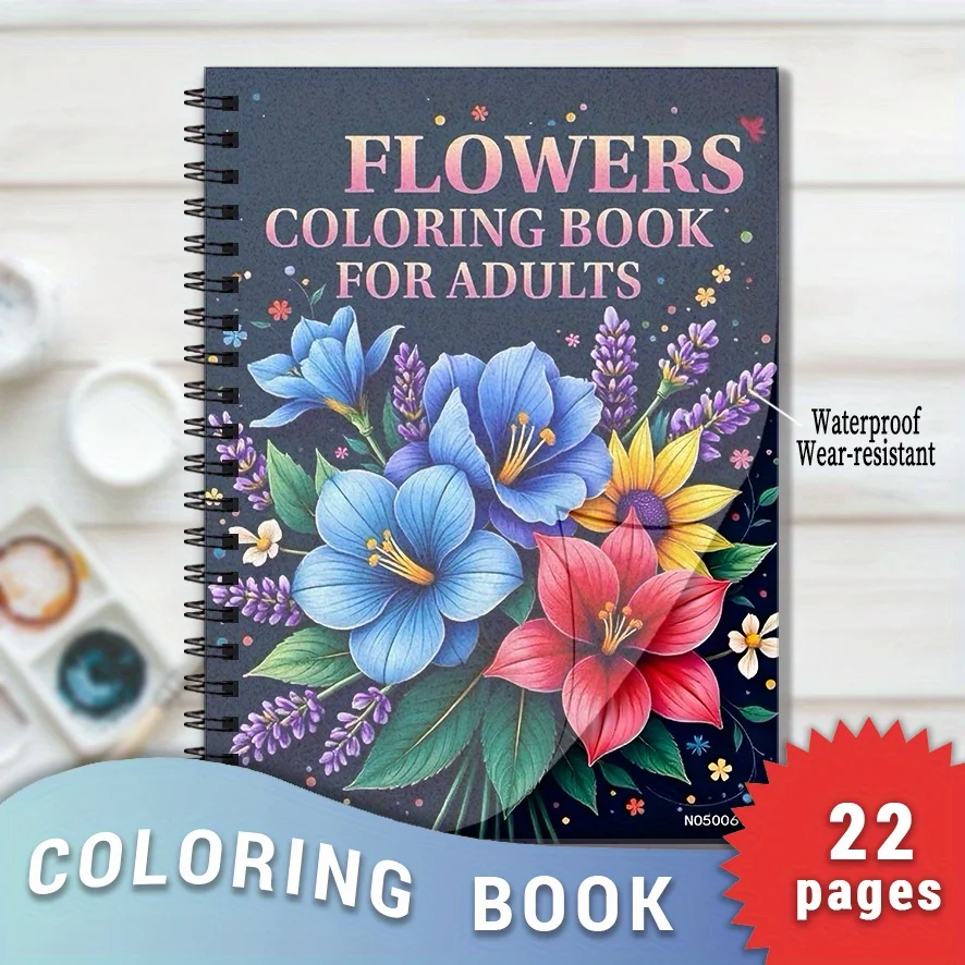 Flowers Coloring Book for Adults - 8.3×11.2 Inches, 22 Pages. Vivid Flower Art for Stress Relief. Lovely Gift for Nature