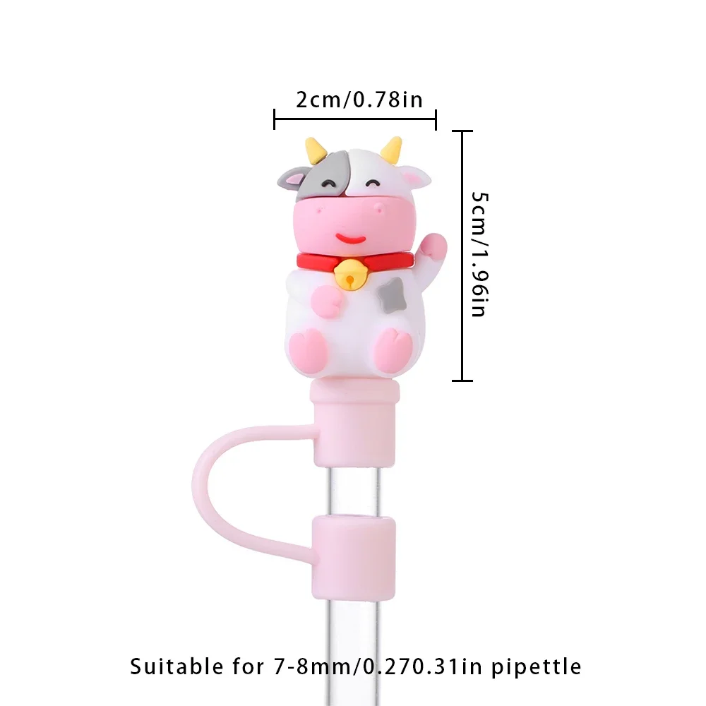 Cute Silicone Straw Tips Cover Splash Proof Drinking Cap for Glass Tumbler Dust-proof  Straw Plugs for 6-8 mm Straws