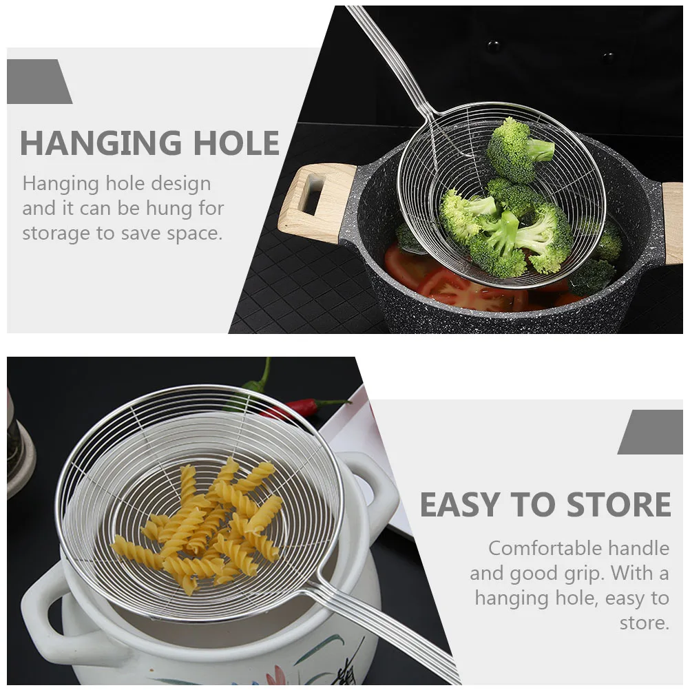 

Stainless Steel Colander Spoon Kitchen Scoop Filter Food Grade Wear Resistant Corrosion Heat Sturdy Multifunctional Hangable