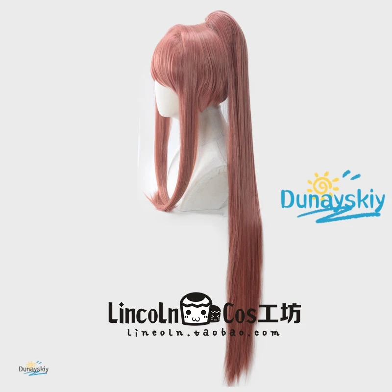 DDLC Monika Character Cosplay Wig Long Natural Ponytail 80 100cm with Bow Accessory Heat Resistant Wig for Halloween Outfits view 6