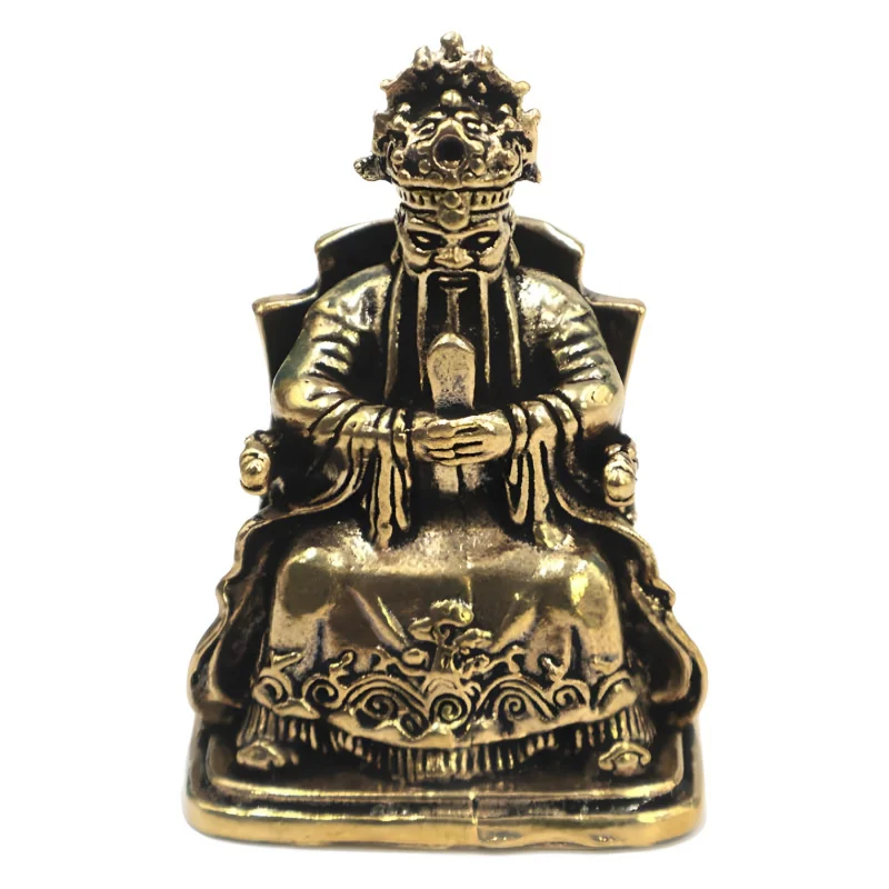Image 6: Statue de seigneurs de bouddha en laiton, ornement de culte de montagne à cinq Tables, roi Dragon Guangji, dieu de la richesse