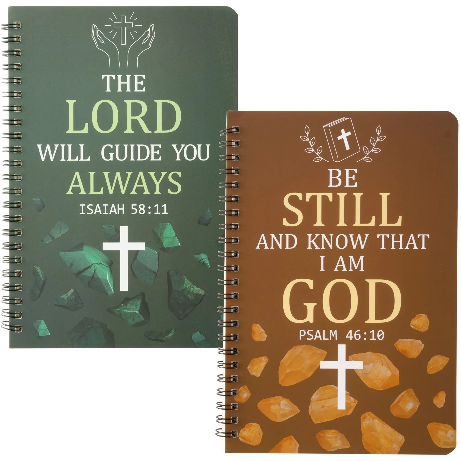 2PCS Cross Spiral Red Purple Notebooks Set Inspirational Ruled Hardbound Writing Notebooks For Christian Christmas Church Gifts