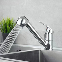 Long Nozzle Pull Out Kitchen Faucet Bathroom Faucet Modern Polished Chrome Plated Single Handle 360° Swivel Kitchen Tap