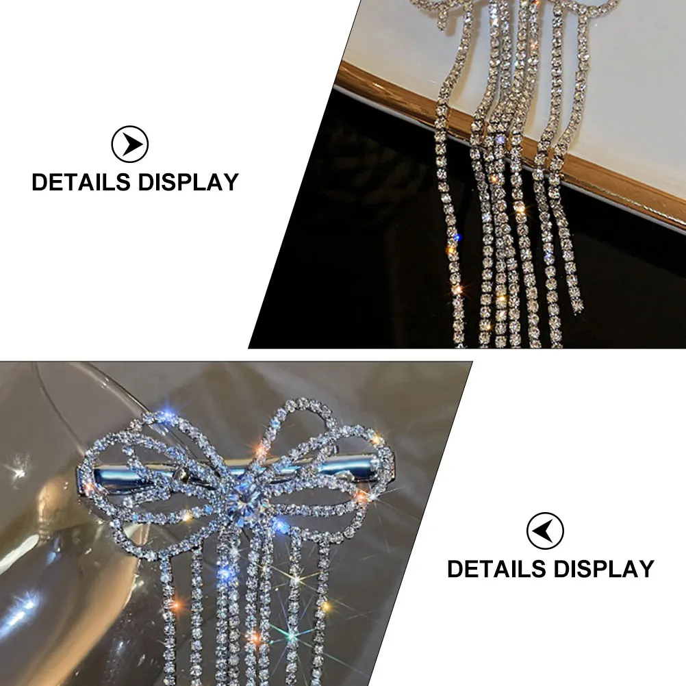 

Rhinestone Hair Clips for Women Shiny Barrettes Vintage Style Snap Hairpins Fringe Accessories Easy Styling Daily for Women