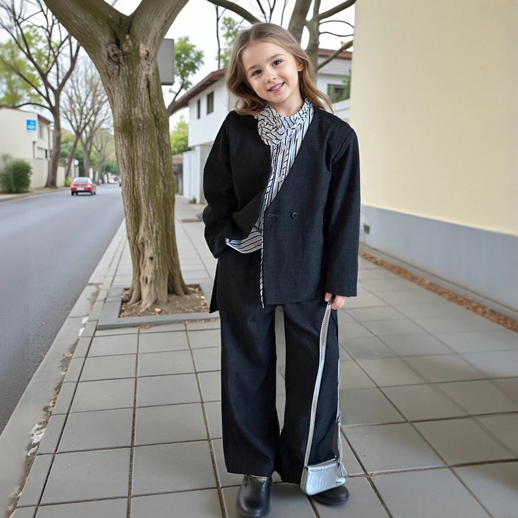 

Girls Set Blazers Wide Leg Trousers 2pc Oversized Chic Suit for Kids Casual Streetwear Fashion School Teens Child Clothing 10 Y