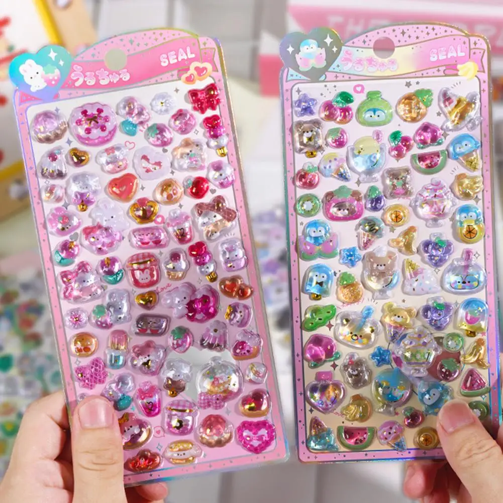 3D Relief Jelly Cartoon Journal Sticker Colorful Kids Stickers Girls Birthday Gifts Animal Candy Sticker Scrapbook Decoration