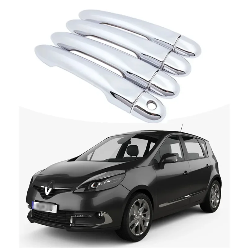 Gloss Black Door Handle Cover Sticker Trim For Renault Scenic III Grand Scenic 2010-2016car Sticker  Exterior Parts Accessories