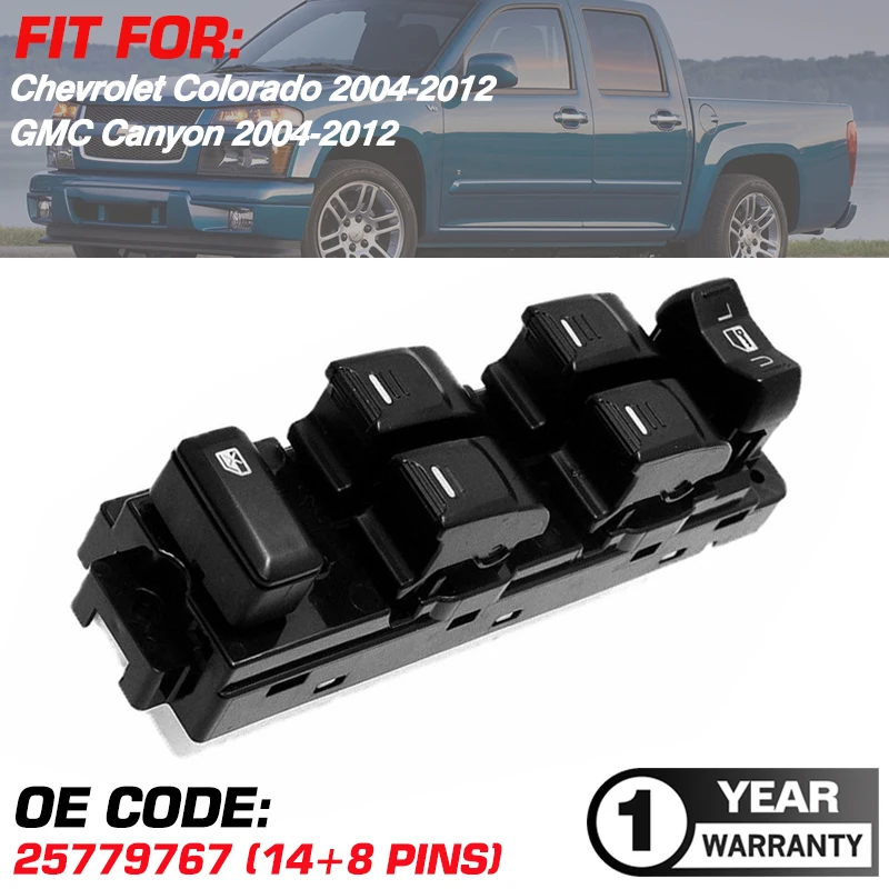 Master Car Window Lifter Control Switch 25779767 14+8 Pins For Chevrolet Colorado GMC Canyon 2004-2012 15141484 15205242