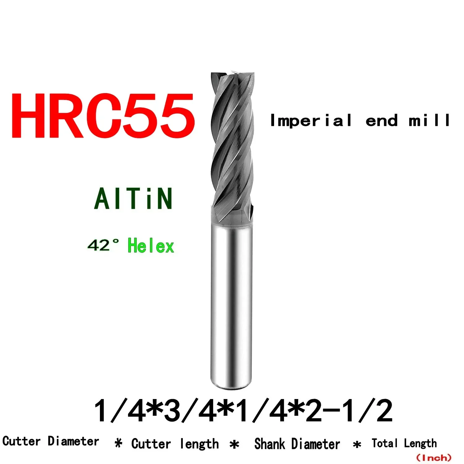 Fraise en Carbure de Tungstène et en Acier, Fraise en Bout CNC Professionnelle à 4 Cannelures, HRC55, 1/8, 3/16, 1/4, 5/16, 3/8 Pouces, 1/2 Pouces, 3.175, 6.35mm