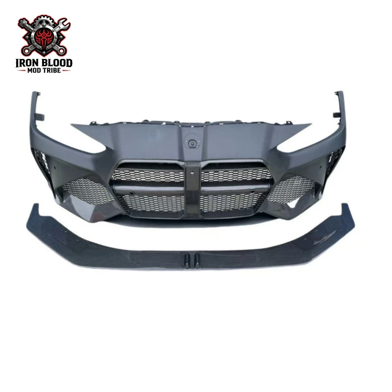 Suitable for 2020+ BMW M3 M4 G8X modification and upgrade AR-style dry carbon fiber primer half-carbon front bumper front lip