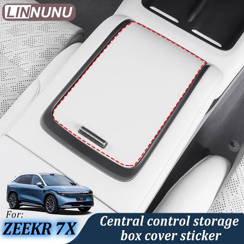 LINNUNU Car Central Storage Box Cover Protective Leather Sticker For Zeekr 7x 2025 2026 Auto Anti-Stain Interior Accessories