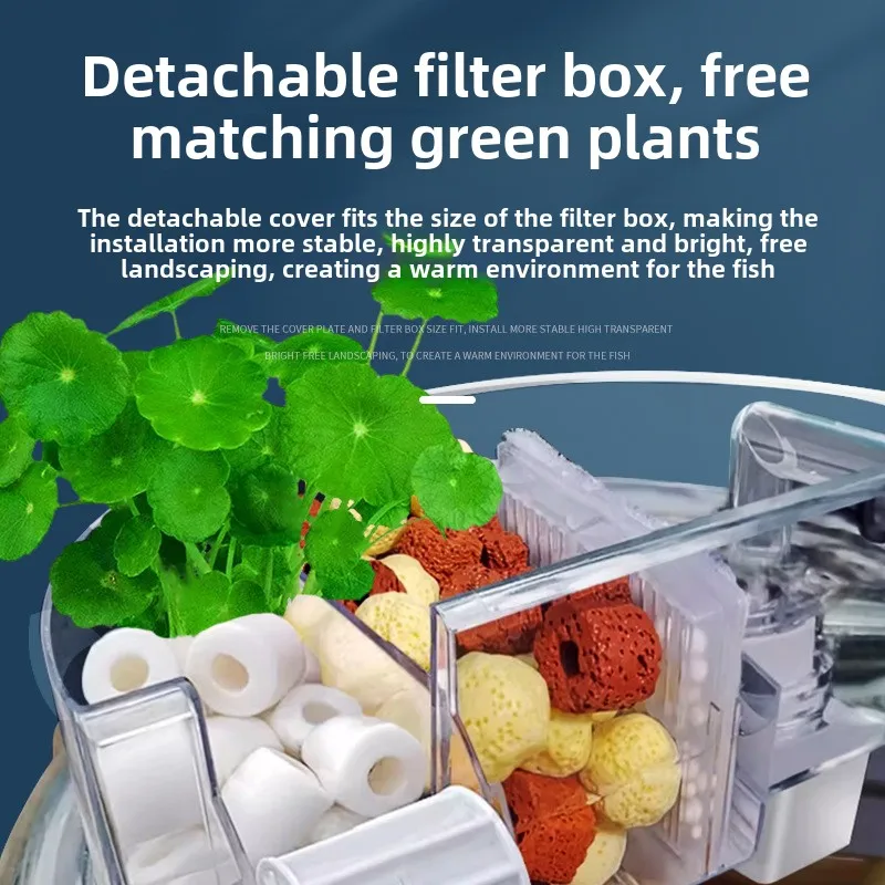 Jinlijia Round Fish Tank Filter Oxygenated Three-in-One Small Filter Box Ceramic Tank Quiet Drip Box Waterfall
