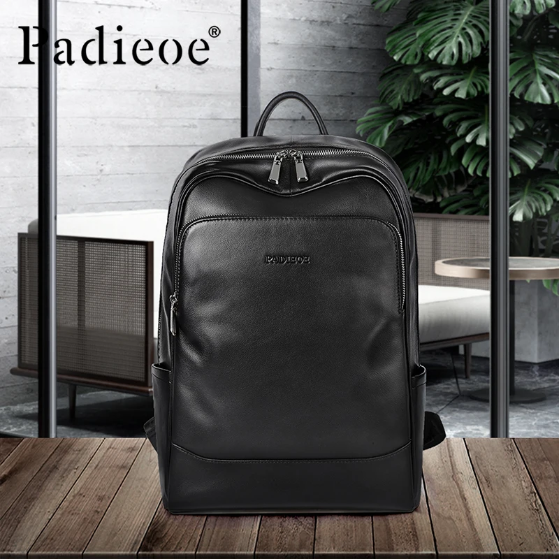 First layer Cowhide Casual Backpack, Fashionable Genuine Leather, Luxury Light weight Dual-shoulder Bag, Men's Business Trendy 2