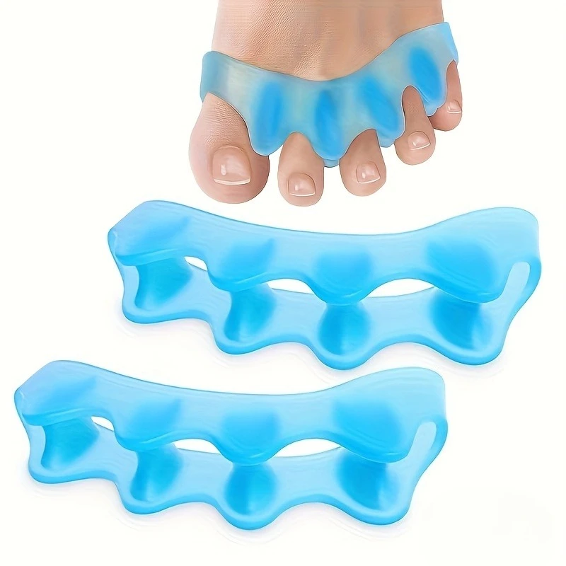 8pcs Transparent blue silicone toe correction and splitting device for soothing and reducing foot pressure, home foot care tool