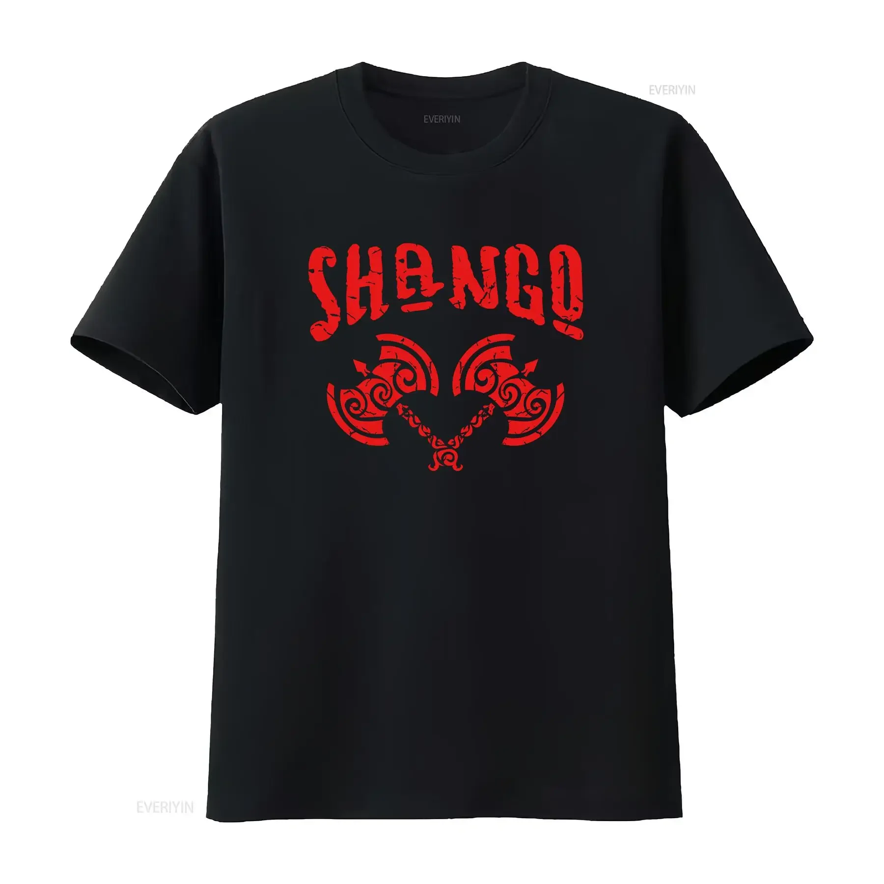 Camiseta Shango Xango Orishas Chango Yoruba Santeria Vintage Lavada Casual Suave Ligeramente Elegante Ropa de Diseñador con Estilo