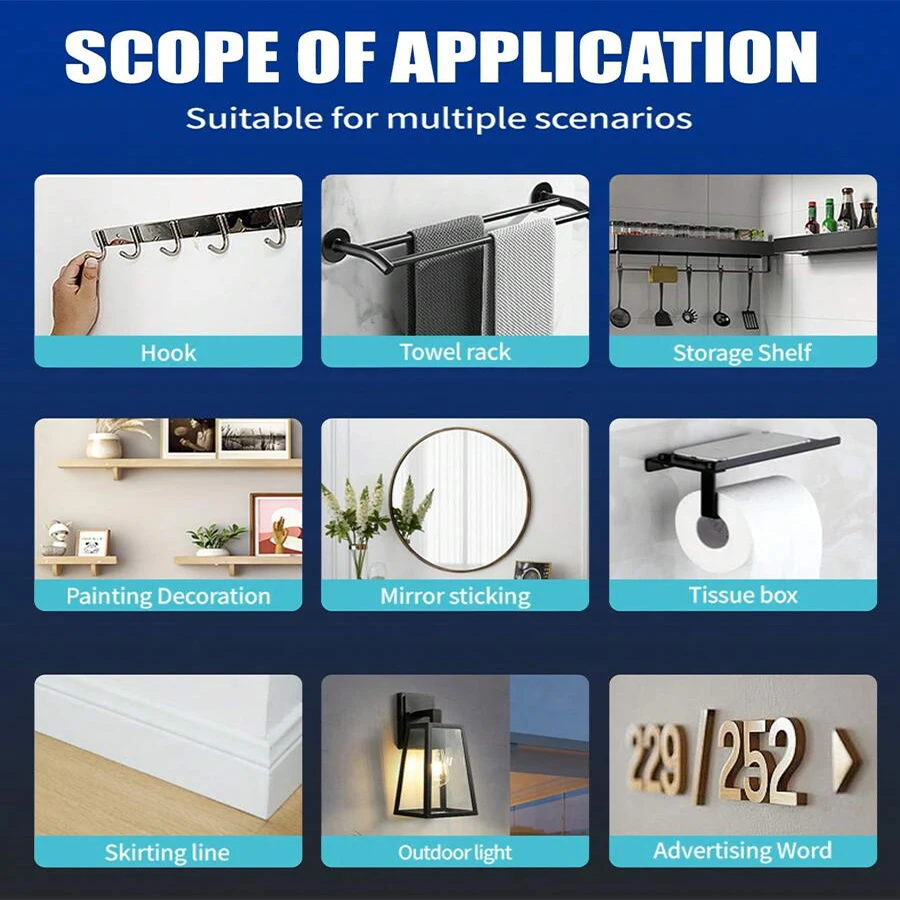 กาวติดแน่นแบบไม่ต้องใช้ตะปู - กาวติดแน่นสำหรับผนัง โลหะ กระจก กระเบื้อง กันน้ำ ไม่ต้องเจาะ ซ่อมแซมบ้าน