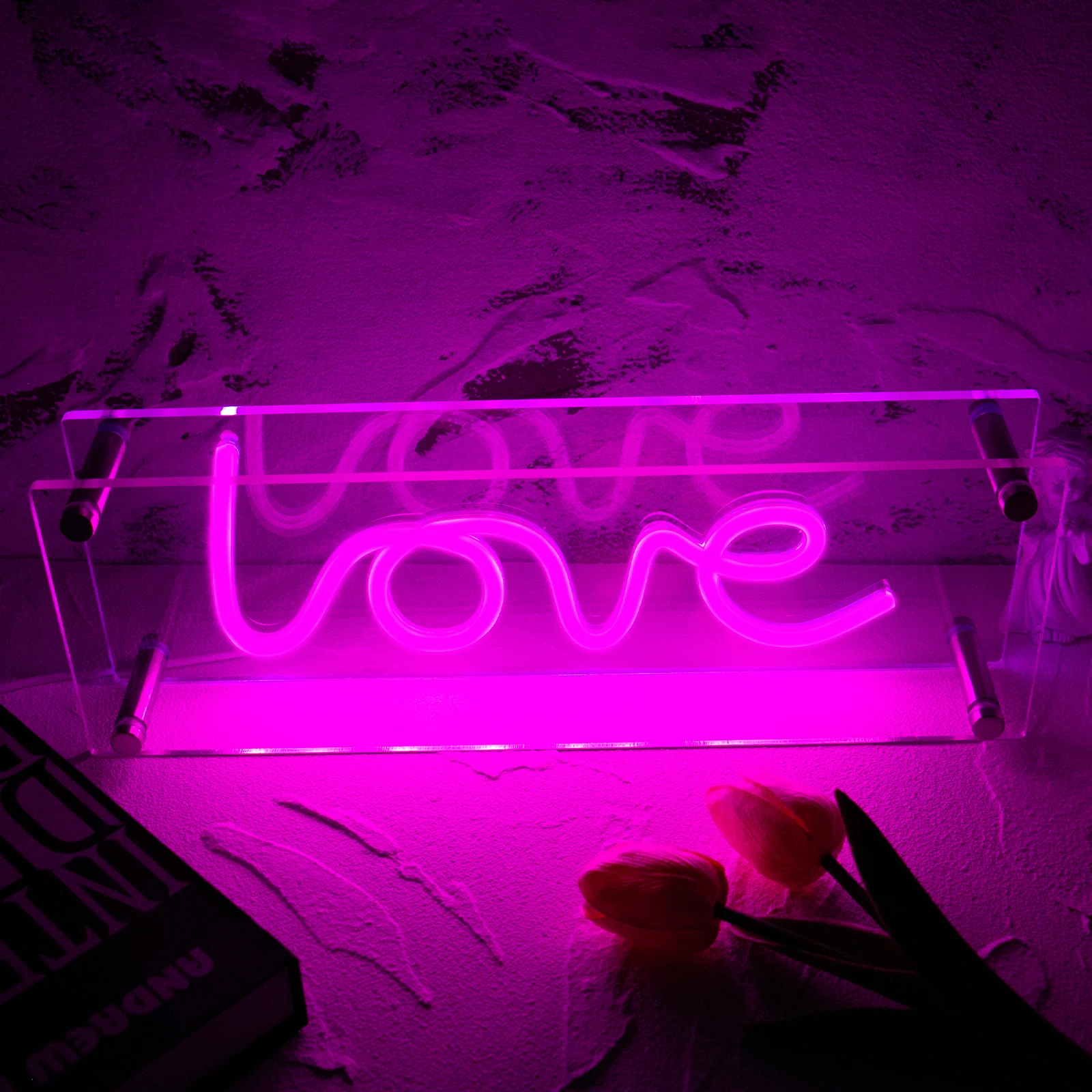 

LOVE Neon Sign LED Acrylic Night Lights Desk Sign-USB Home Room Party Club Decor Store Art Decoration Birght Panel Lamps