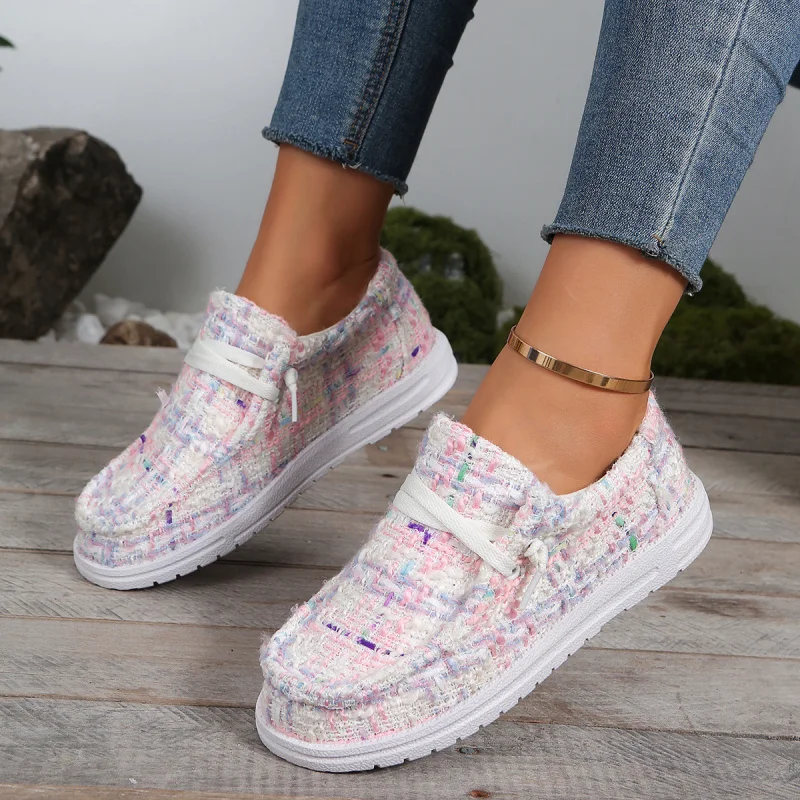 

Autumn New Lace-Up Flat Casual Versatile Round-Toe Slip-On Lightweight Women's Shoes
