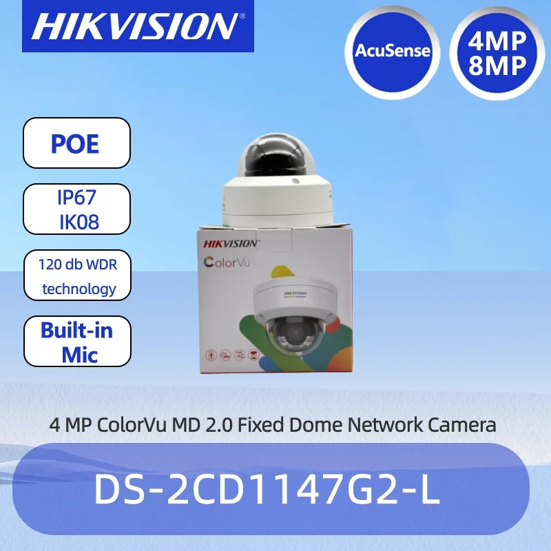 

Hikvision 4MP ColorVu IP Camera DS-2CD1147G2-L Human Vehicle Motion Detection POE Outdoor 2K Security CCTV Surveillance Camera