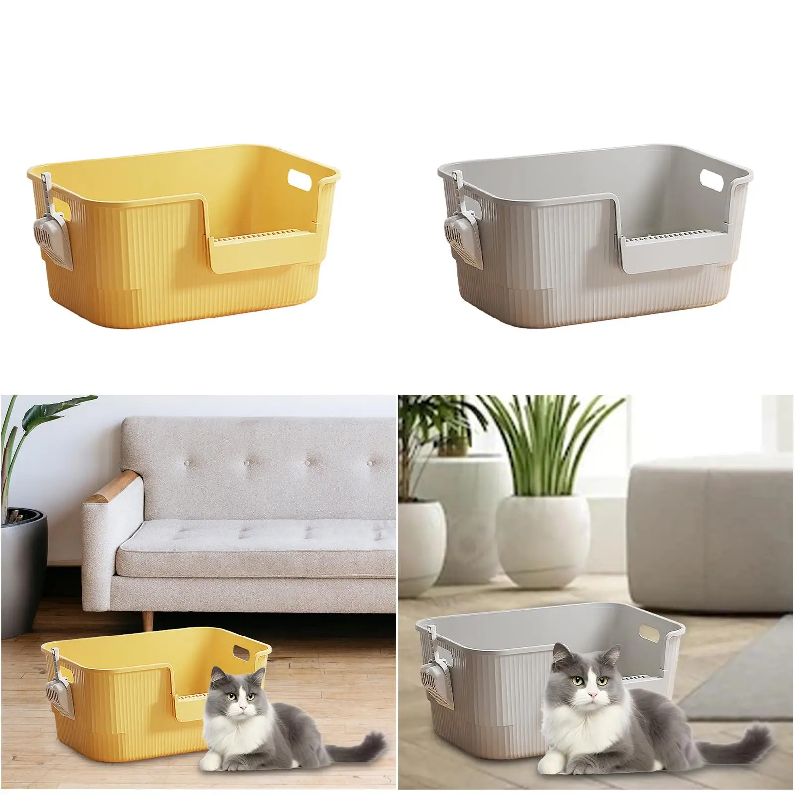 Portable Cat Litter Container with Scoop, Easy Carry Kitty Toilet