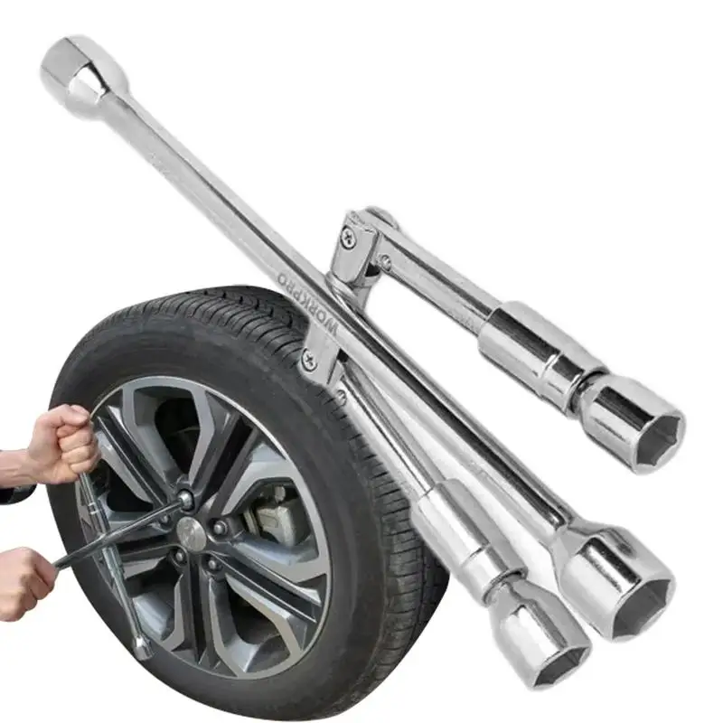 4 Way Lug Nut Wrench Multifunctional Folding Crooss Type Socket Wrench Crowbar Tire Wheel Lug Nut Remover Handheld Repair Tools