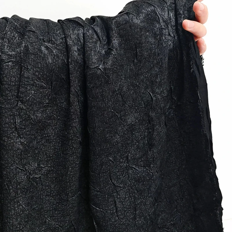 Spotted Water Ripple Pleated Fabric Dark Style Pleated Shirt Dress Designer Fabrics for Diy Sewing Clothing Cloth