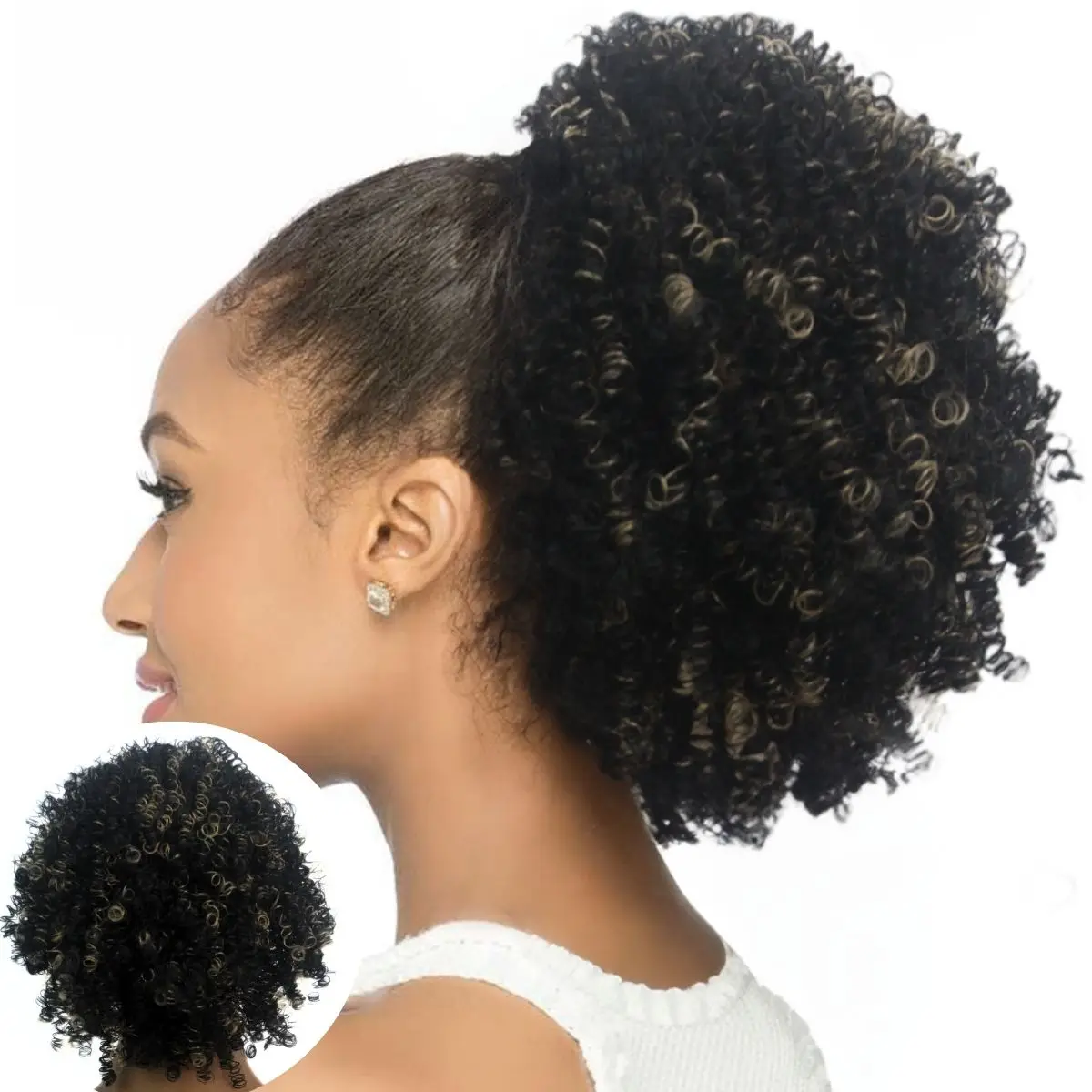 Afro Puff Kinky Curly Drawstring Ponytail Bun Extension for Black Women Synthetic Short Afro Kinkys Curly Afro Hairpieces Gifts