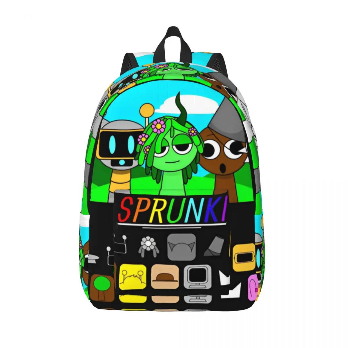 Sprunki Incredibox Backpack for Men Women Teenage Student Hiking Travel Daypack Beats Game Laptop Computer Canvas Bags Gift