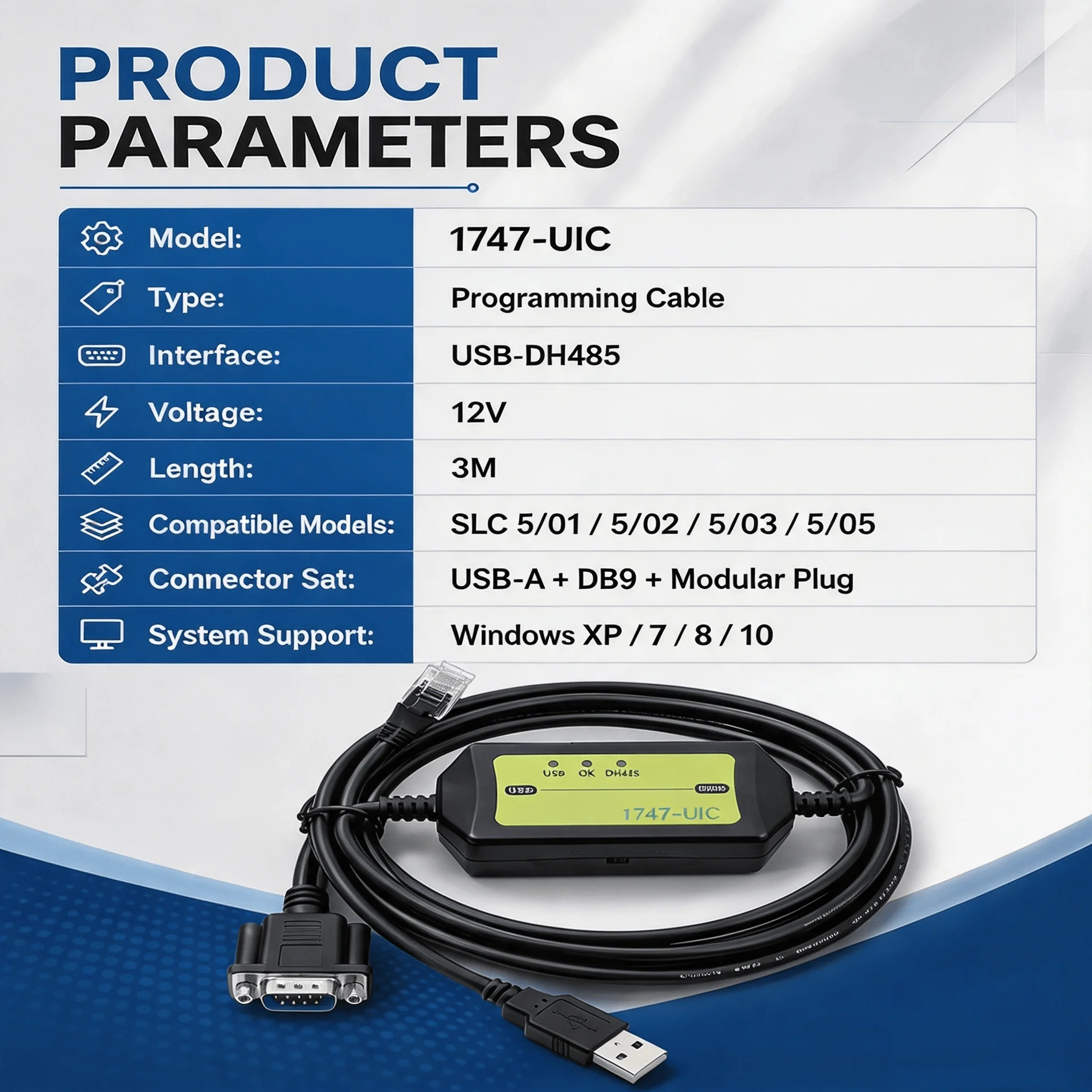 6ES7901-3DB30-0XA0 USB PPI Programming Cable for Siemens S7-200 S7-200CN SMART PLC, 5M 187.5kbps Isolated Driver-Free Cable