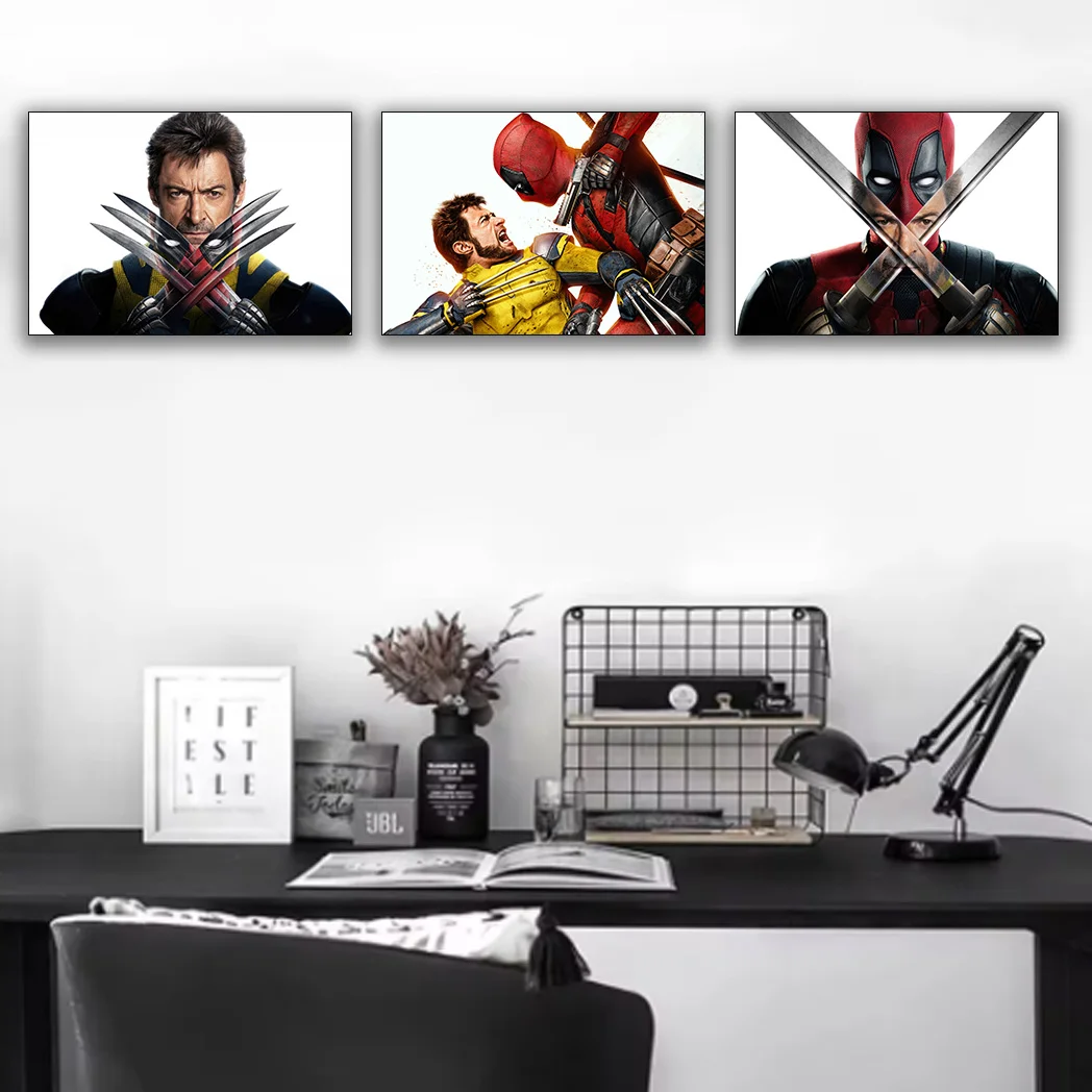 ملصقات فنية جدارية لفيلم مينيسو مارفل ديدبول ولفيرين، لوحات قماشية مضحكة لغرفة النوم وغرفة المعيشة لتزيين المنزل #5