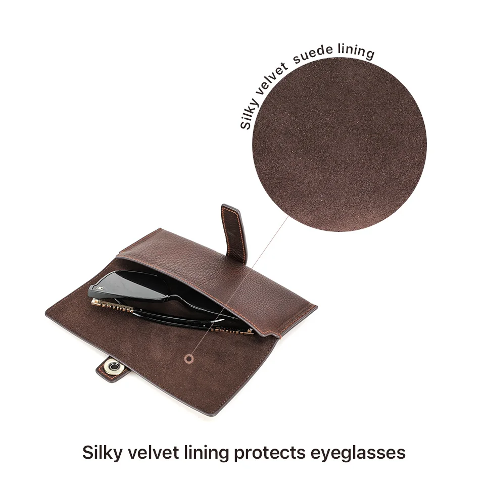 Handgemachte 1PC Retro Echtes Leder Gläser Abdeckung Fall Lagerung Tasche Sonnenbrille Schutz Box Brillen Halter Männer Frauen – Detail 4