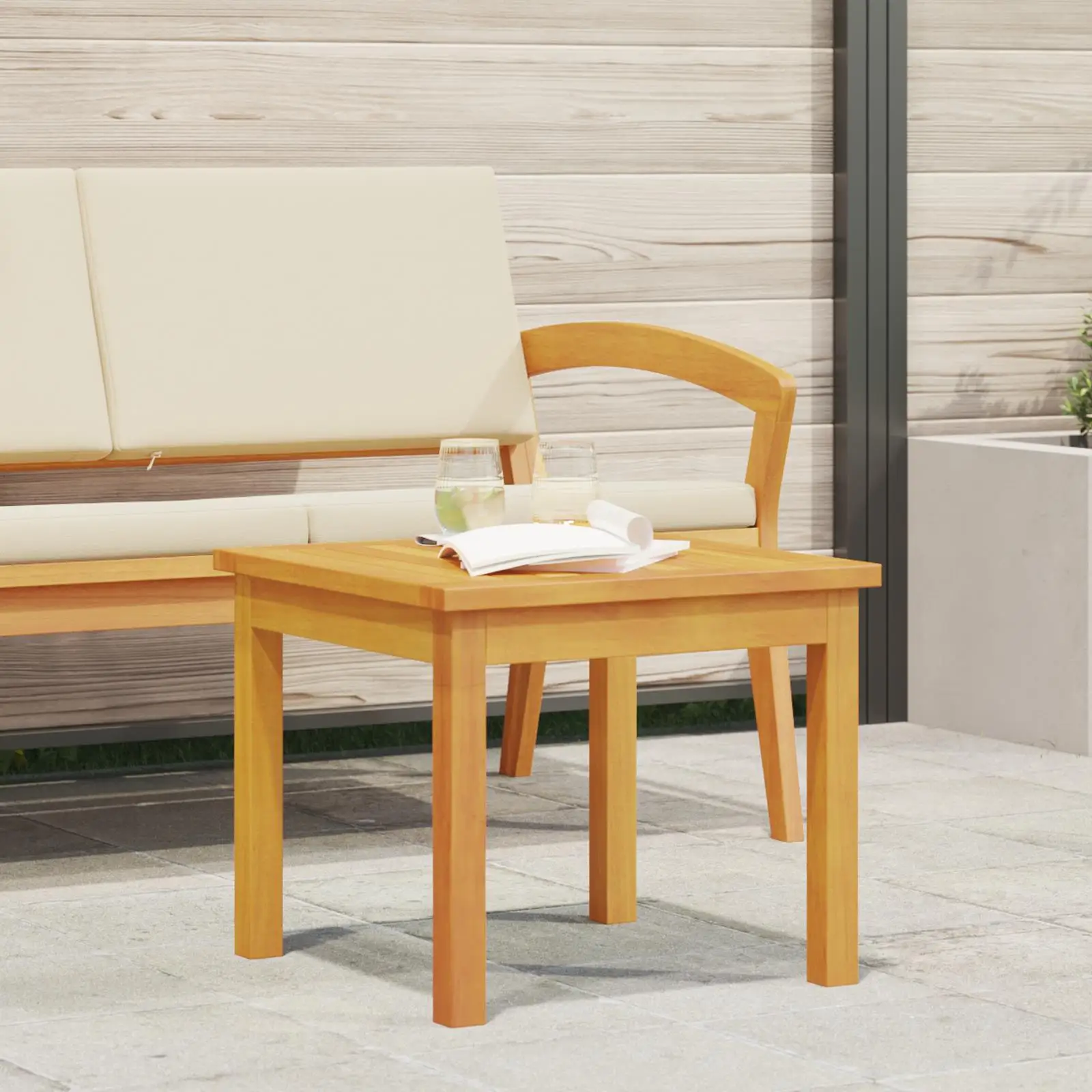

Acacia Wood Side Table 45x45x38 cm Modern Minimalist Design Natural Finish Furniture