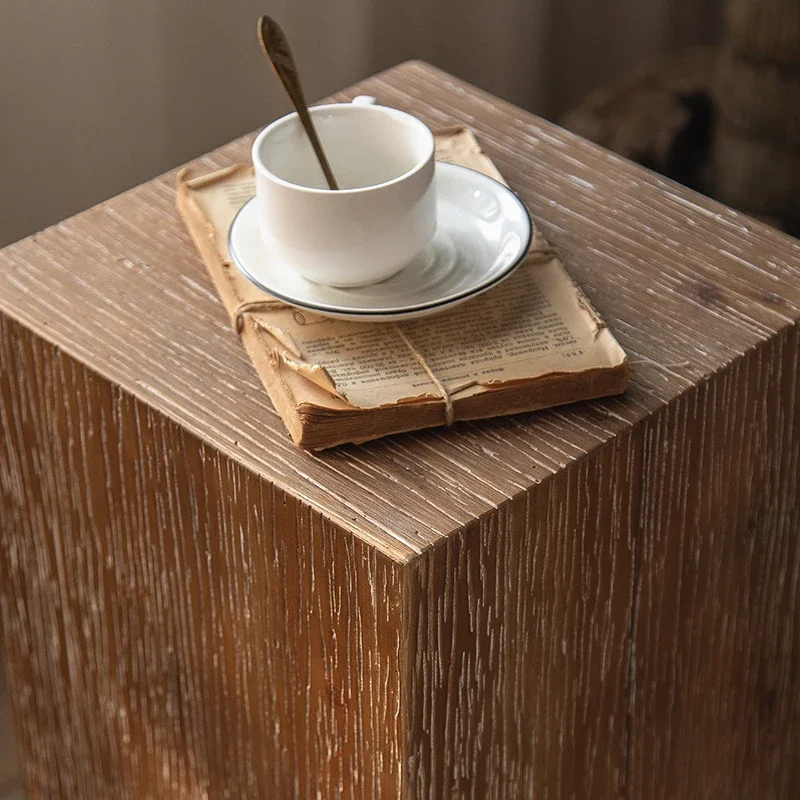 أريكة شاي صغيرة عتيقة طاولة جانبية طاولة زاوية مربعة طاولة منزلية منخفضة رصيف خشبي