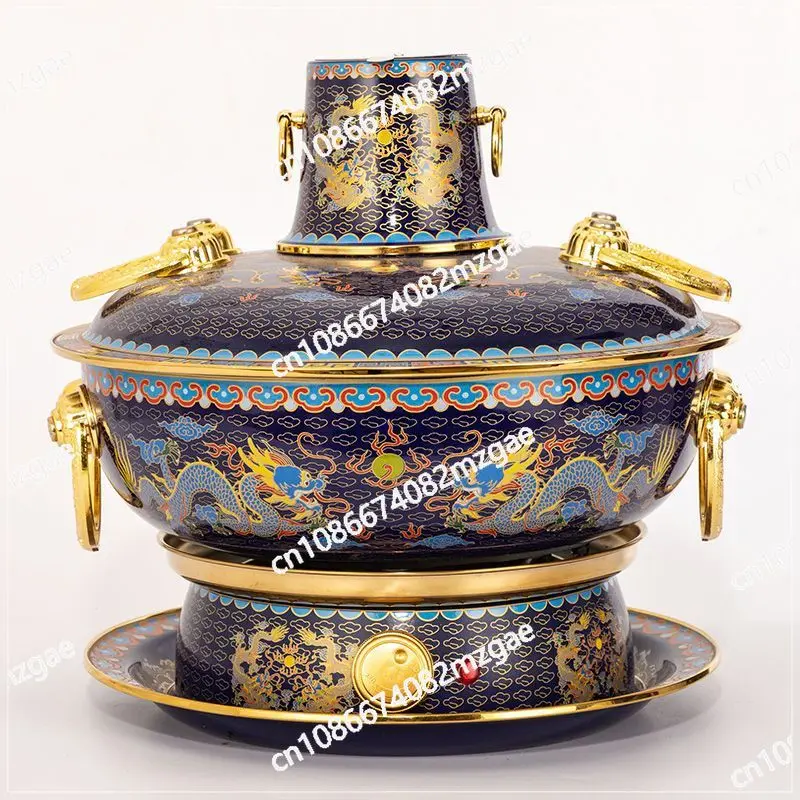 

Cloisonne copper hot pot electric and carbon dual-purpose plug-in thickened old Beijing mutton