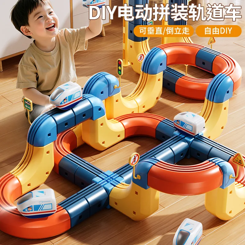 

Электрический магнитный набор раздвижных поездов для детей - антигравитационный стебель своими руками, обучающая строительная игрушка, креативная игровая модель автомобиля