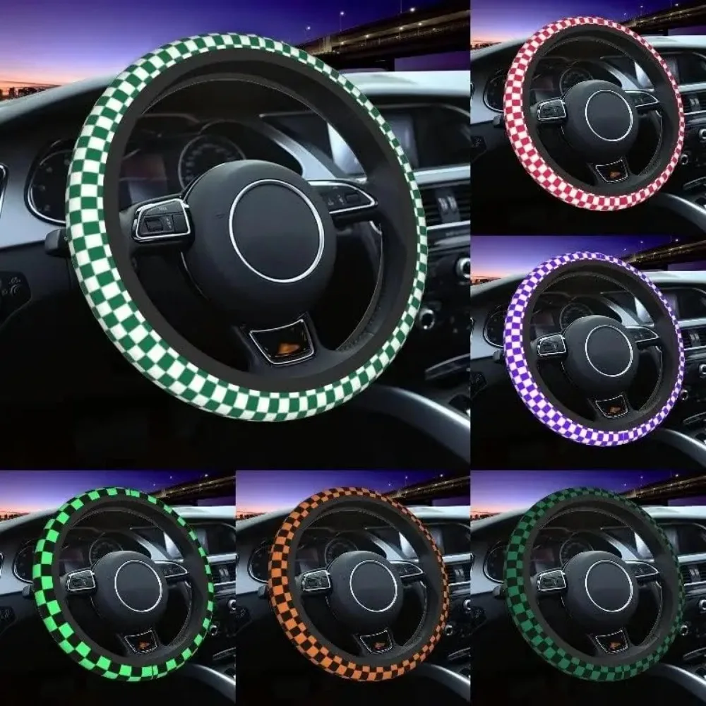 New Style Wheel Steering Protector Checkerboard Auto Car Steering Wheel Cover Plaid Universal 37-38cm Steering Wheel Protector