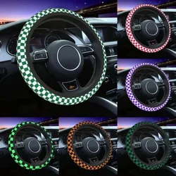 New Style Wheel Steering Protector Checkerboard Auto Car Steering Wheel Cover Plaid Universal 37-38cm Steering Wheel Protector