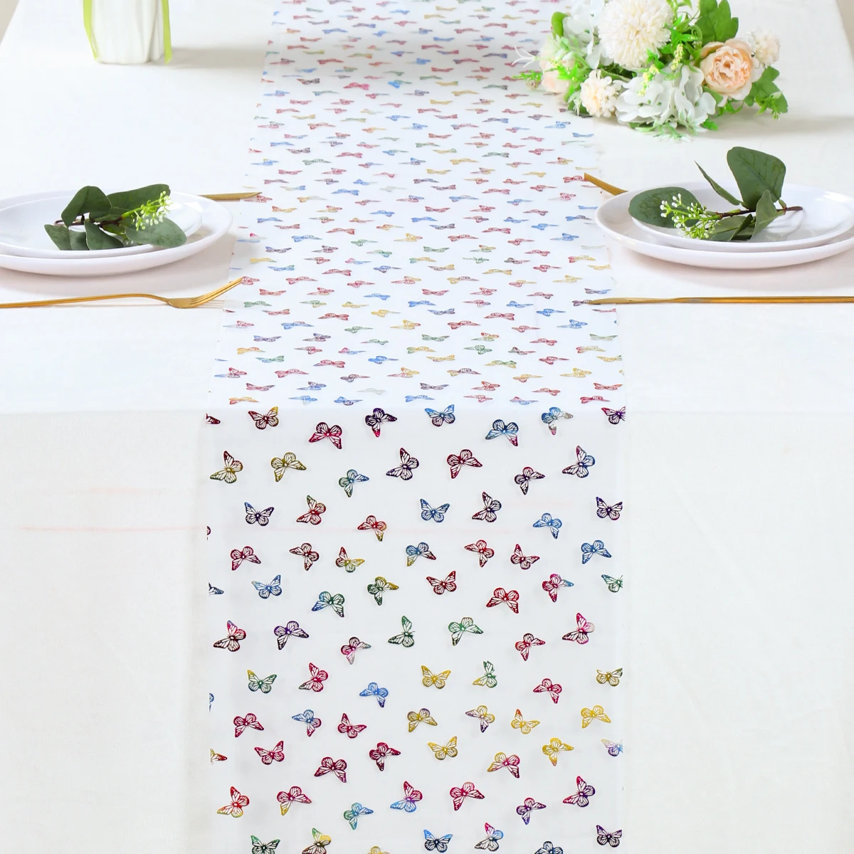 Butterfly Mesh Table Runner Happy Birthday Party Decoration Kids Favors Table Runner Wedding Baby Shower Birthday Party Supplies