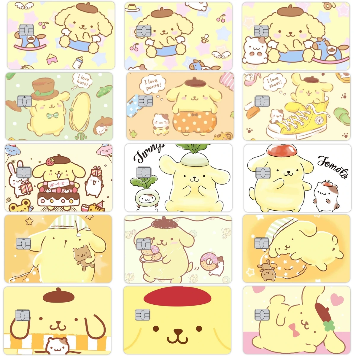 

Kawaii мультфильм PomPomPurin Diy аниме 1 шт. наклейки на кожу карты для кредитного дебета Visa Bank Bus Metro карта доступа защитная наклейка