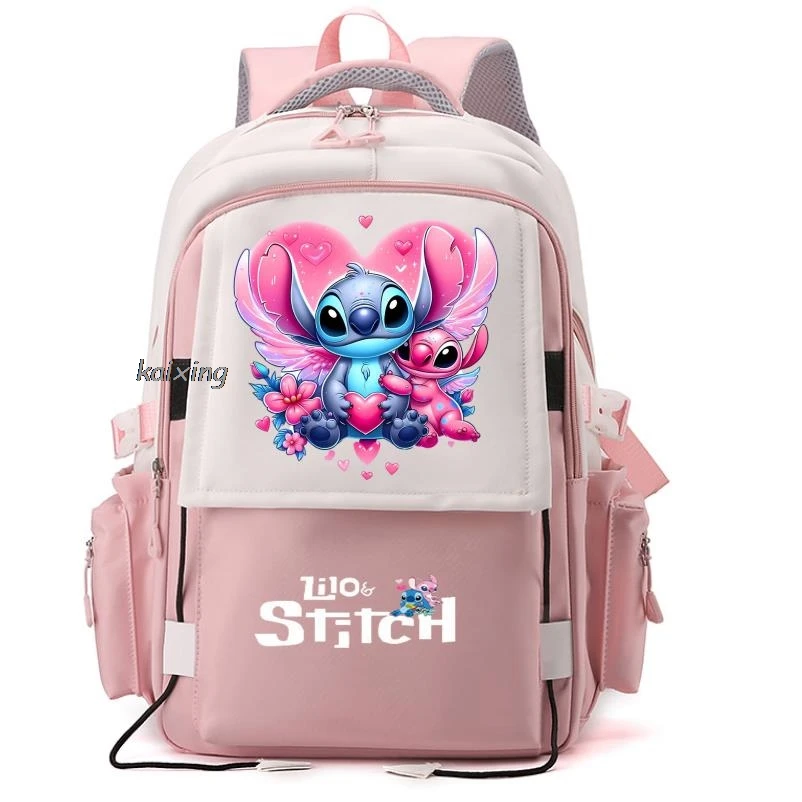 New Disney Lilo And Stitch Canvas Backpack Student Schoolbag Large Capacity Outdoor Backpacks Children Bags Fashion Shoulder Bag