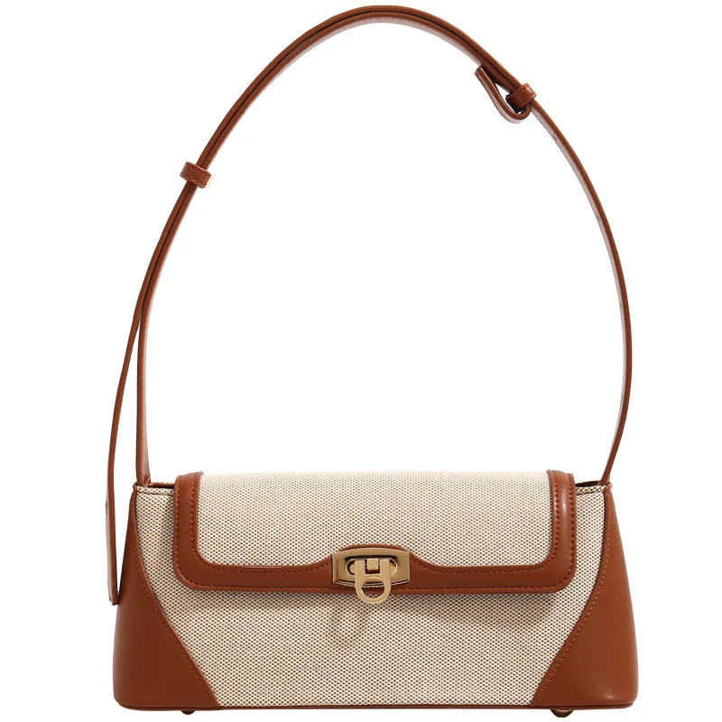 Nichedesign Color Block French Bread Underarm Women's Shoulder Bag New 2025 High-End Feel French Light Luxury Crossbody Bag image 3