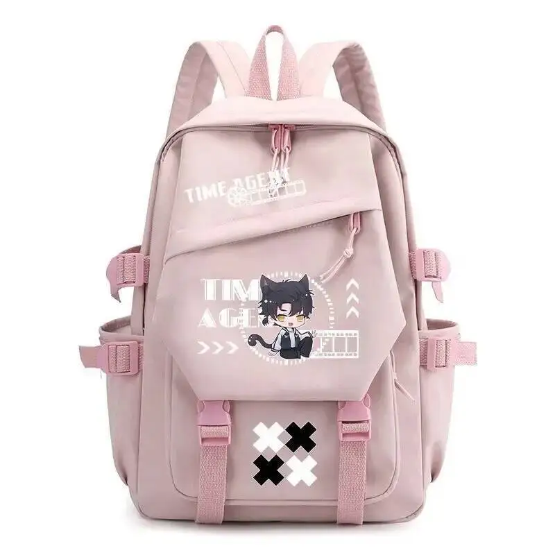 Juego de Anime Chibi negro blanco rosa verde enlace clic estudiantes adolescentes Mochilas escolares Mochilas de gran capacidad